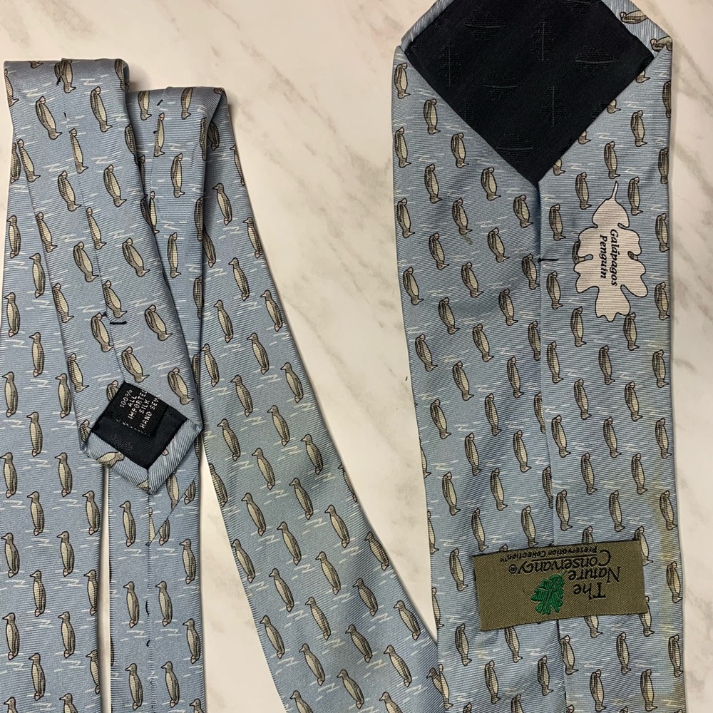 Blue Penguin Print Tie